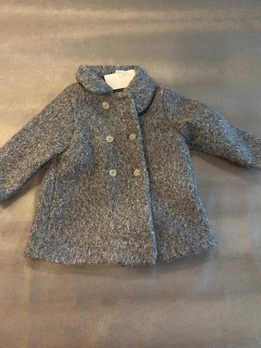 H&M Girls' Double-Breasted Pea Coat — Gray. Size 2